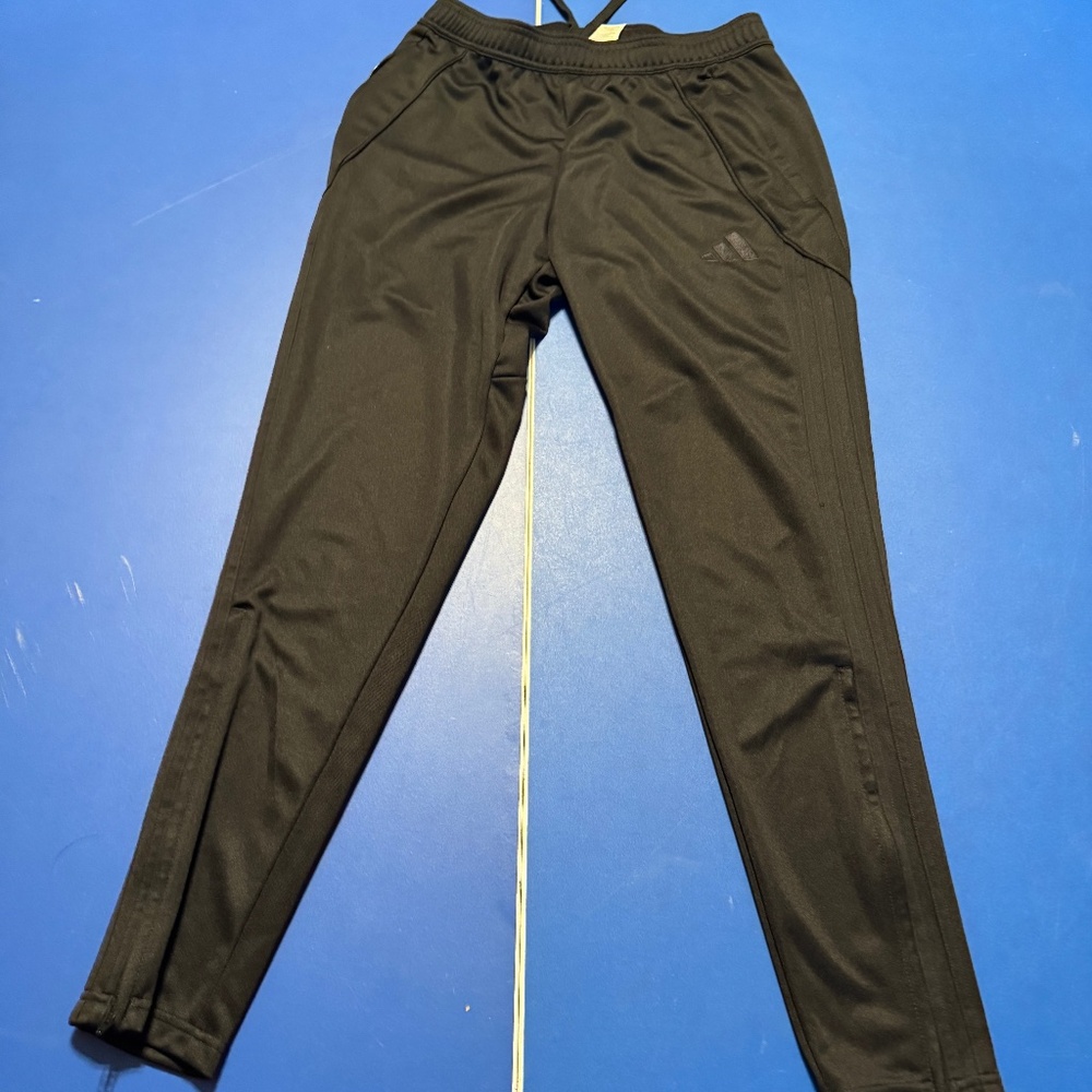 Men's Medium Adidas Pants Black Athletic 100% Polyester Adjustable Drawstring